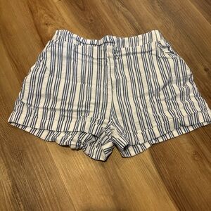 Chocolate High Waist Blue and White Striped Shorts